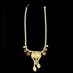 Vintage Juliana D&E Cream Topaz Dangle Statement Cocktail Rhinestone Necklace